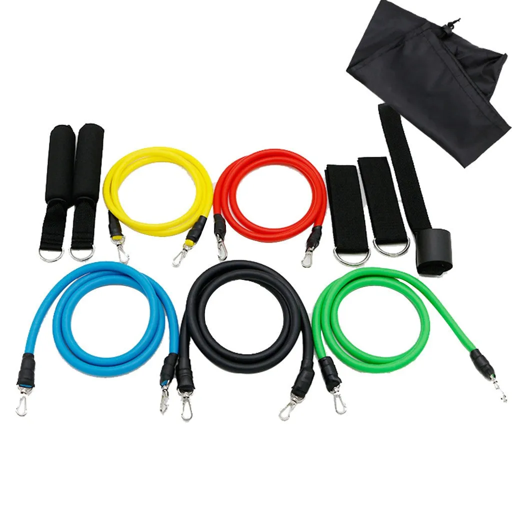 11 Pcs Resistance Bands Set Training Exercise Yoga Tubes Pull Rope Equipment With Bag