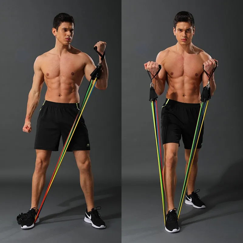 11 Pcs Resistance Bands Set Training Exercise Yoga Tubes Pull Rope Equipment With Bag
