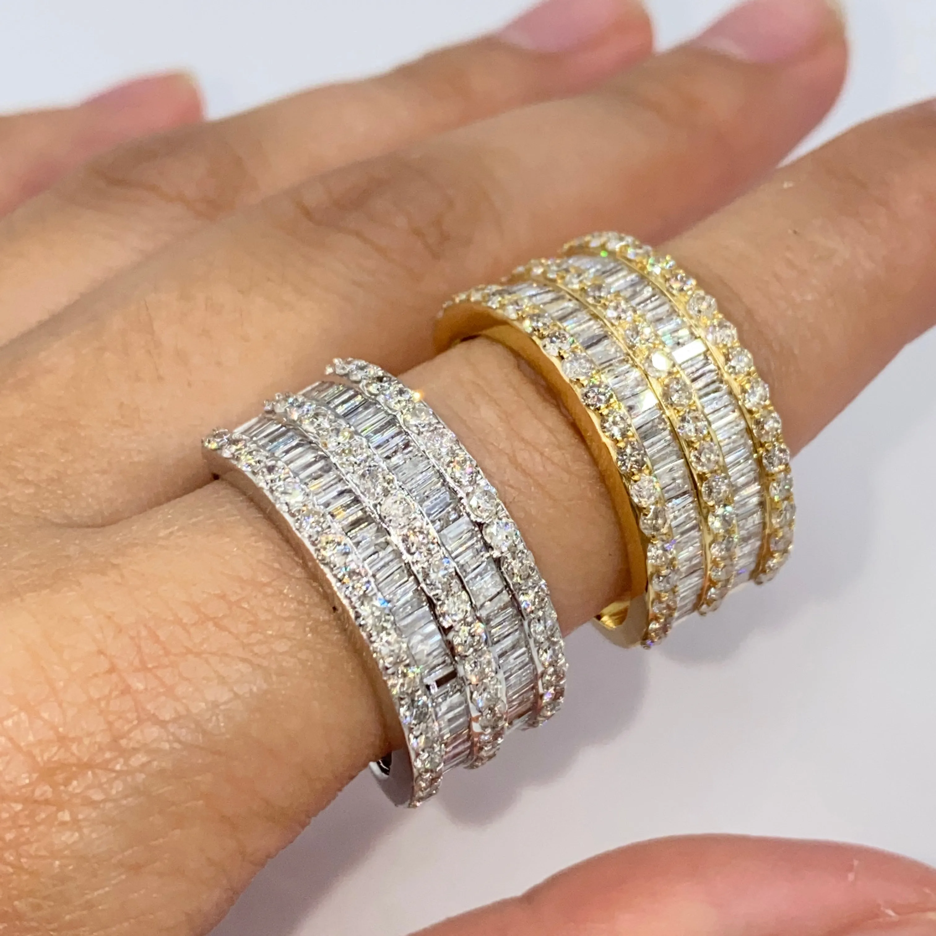 14K 11M Stacked Diamond Baguette Ring