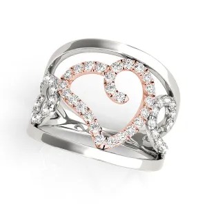 14K White/Rose Gold Open Concept Heart Ring