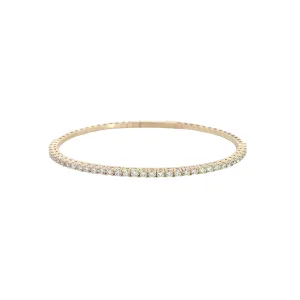 14K YELLOW GOLD 2CT G VS2 ROUND FLEX BANGLE BRACELET