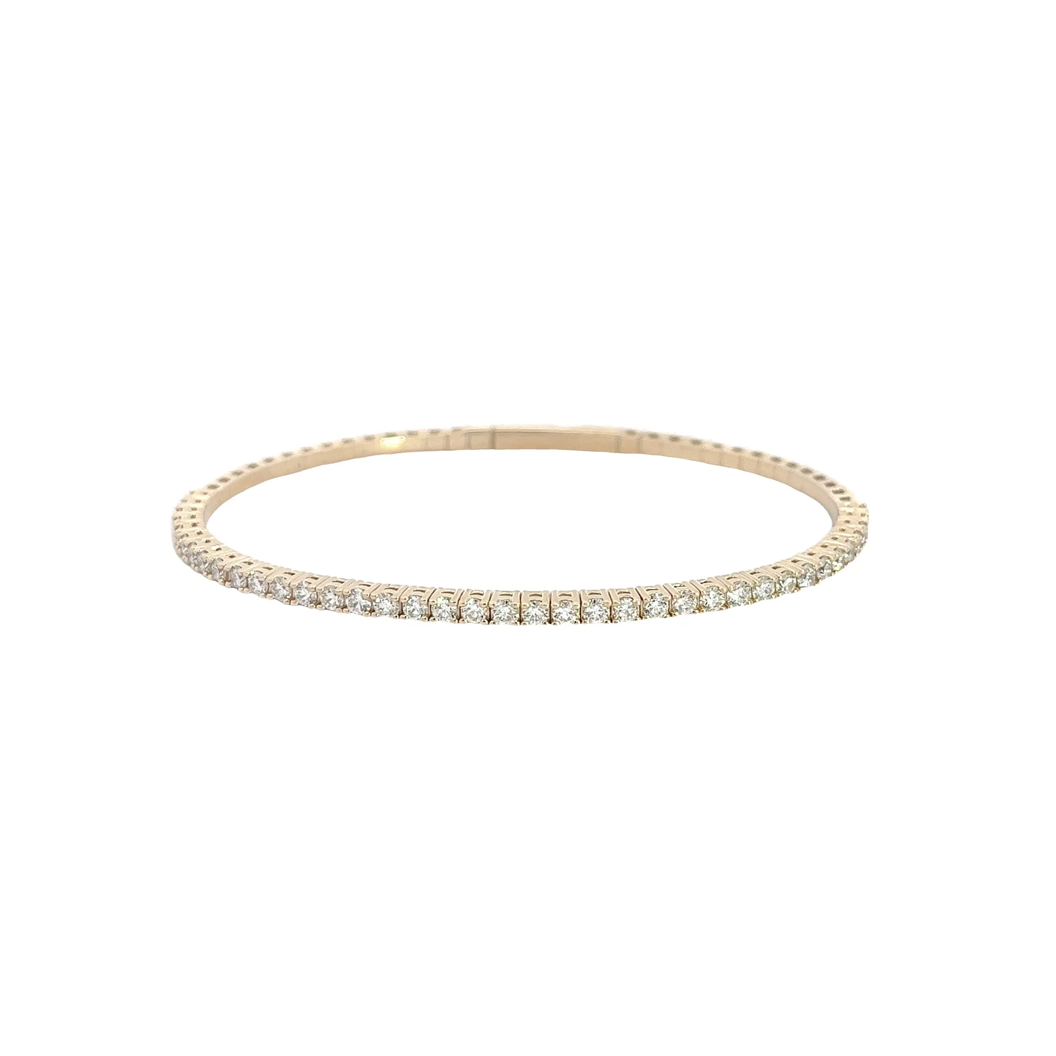 14K YELLOW GOLD 2CT G VS2 ROUND FLEX BANGLE BRACELET