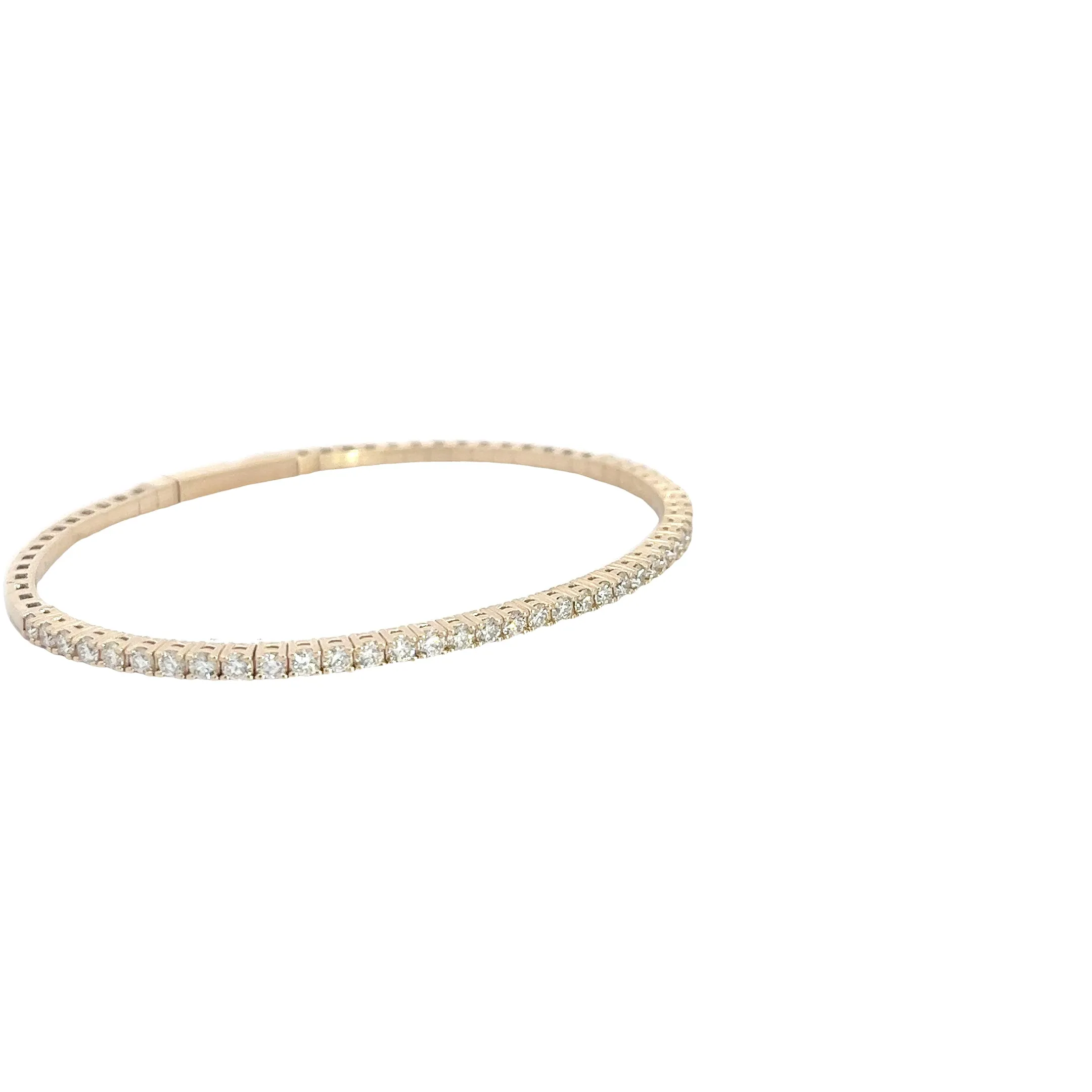 14K YELLOW GOLD 2CT G VS2 ROUND FLEX BANGLE BRACELET
