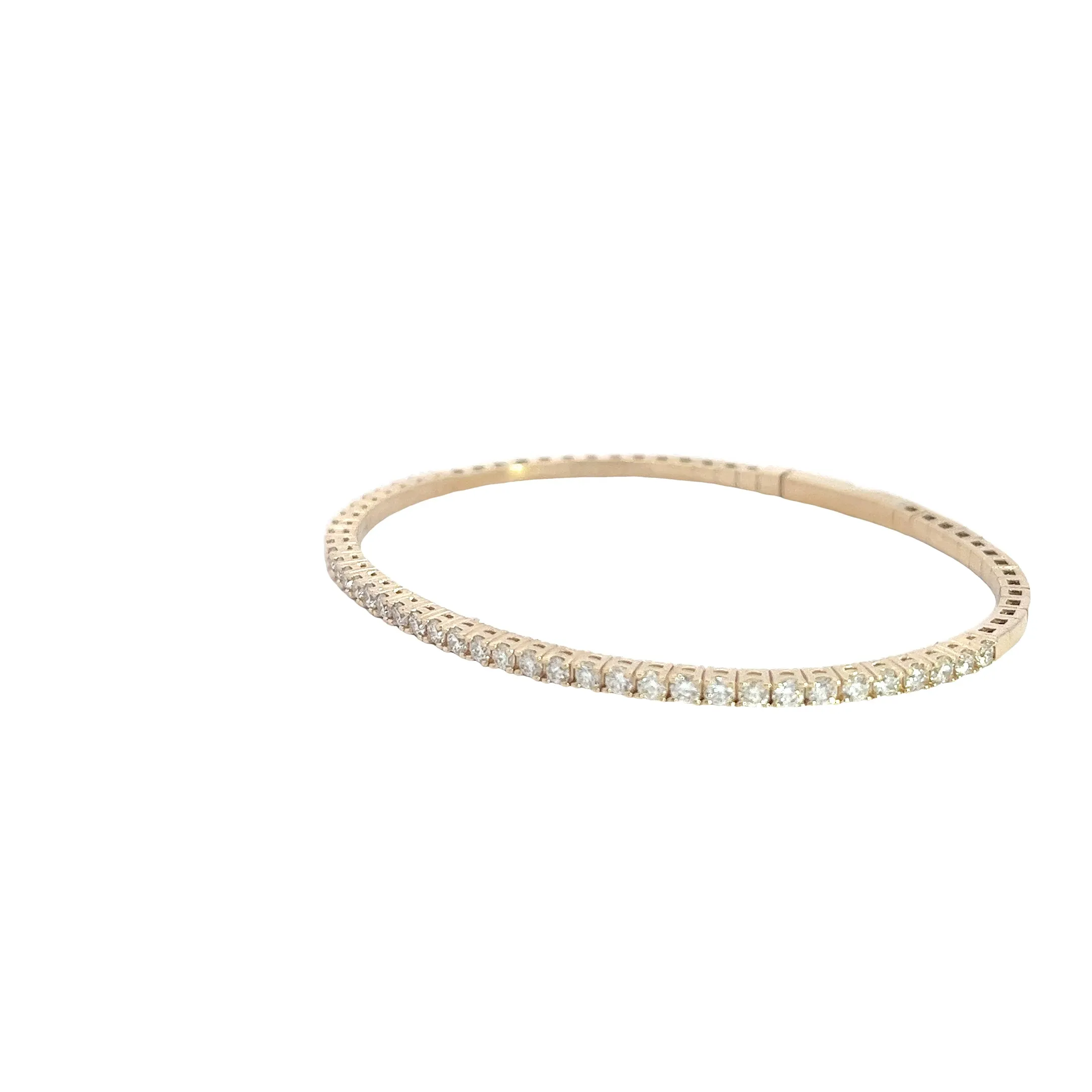 14K YELLOW GOLD 2CT G VS2 ROUND FLEX BANGLE BRACELET