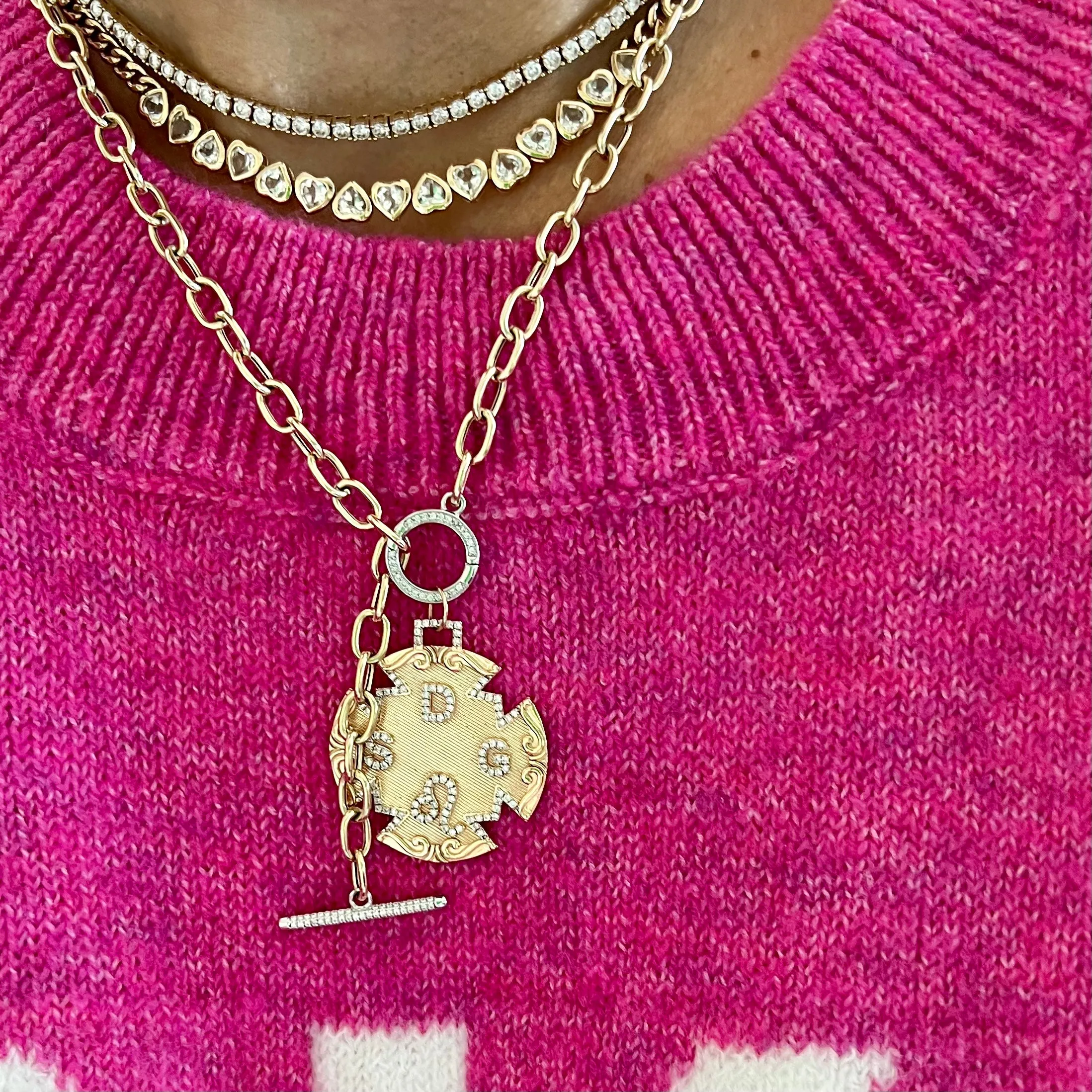 14KT Gold Diamond Axelle Custom Charm Pendant