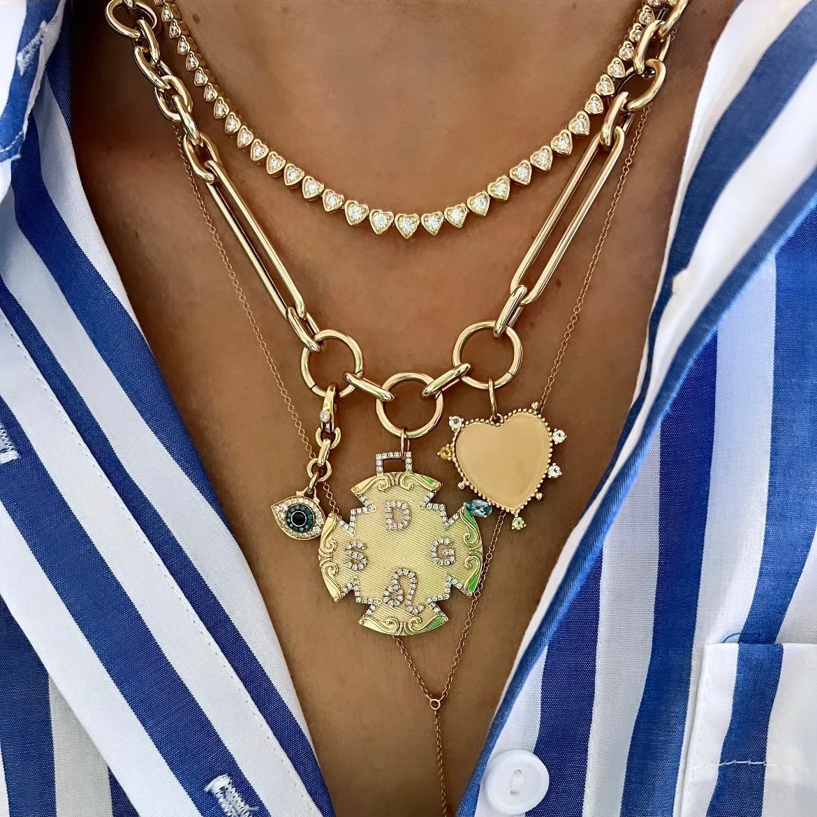 14KT Gold Diamond Axelle Custom Charm Pendant