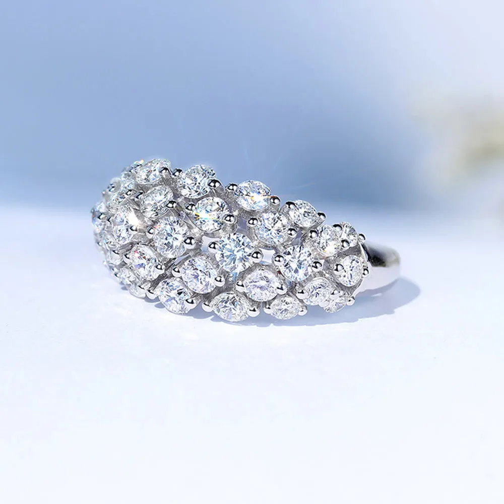 1.5CTW Wide Diamond Multi Stone Cluster Ring