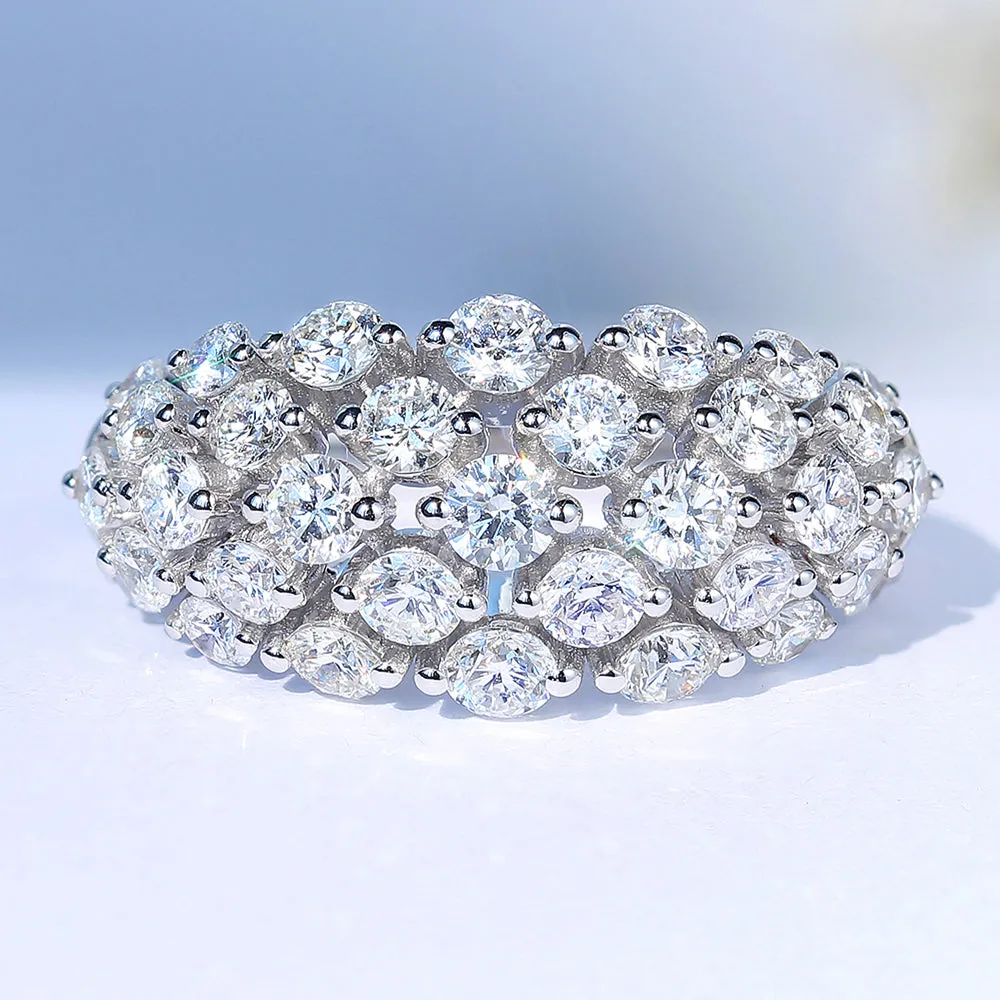 1.5CTW Wide Diamond Multi Stone Cluster Ring