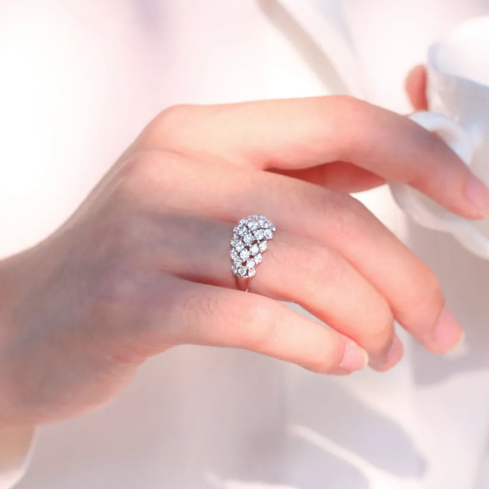 1.5CTW Wide Diamond Multi Stone Cluster Ring