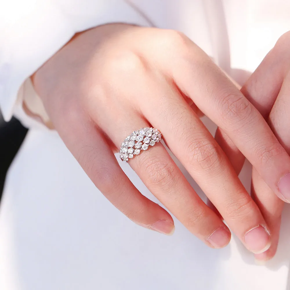 1.5CTW Wide Diamond Multi Stone Cluster Ring