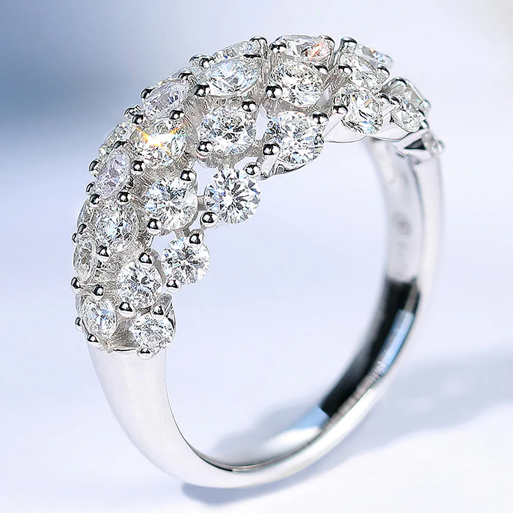 1.5CTW Wide Diamond Multi Stone Cluster Ring