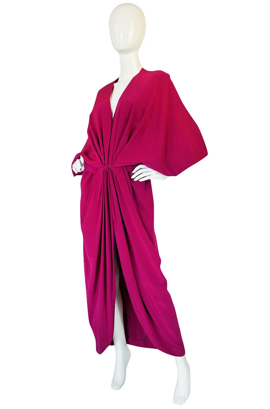 1960s Jean Patou Numbered Haute Couture Draped Silk Dress