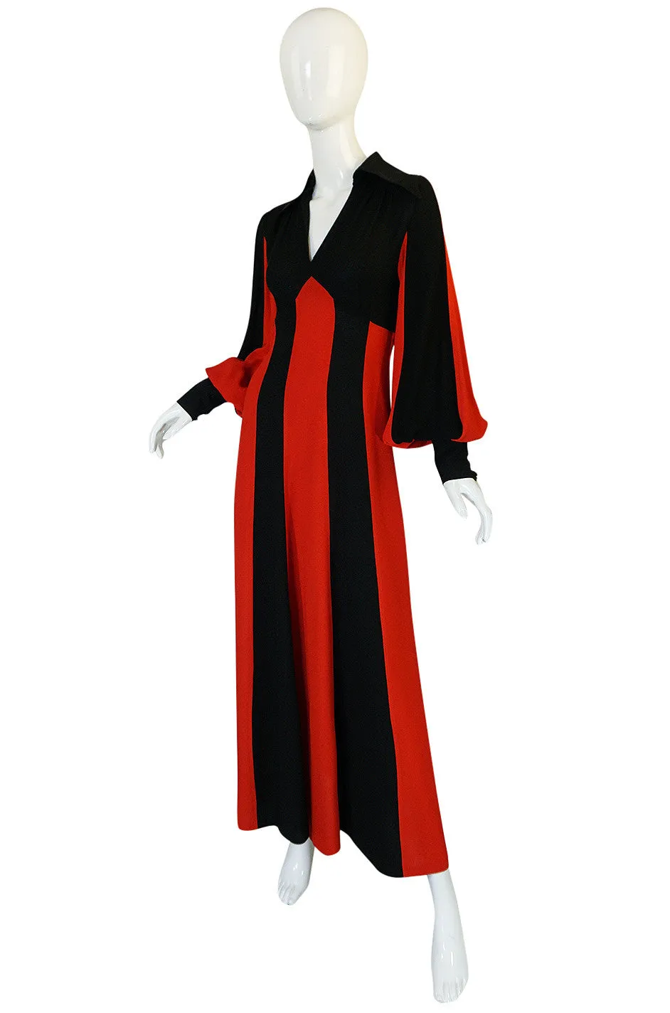 1960s Ossie Clark for Alice Pollock Red & Black Stripe Dress