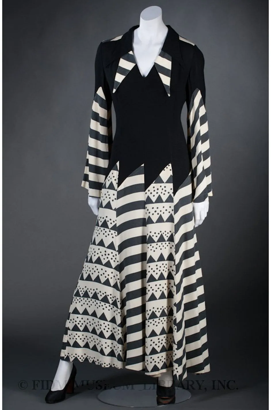 1960s Ossie Clark for Alice Pollock Red & Black Stripe Dress