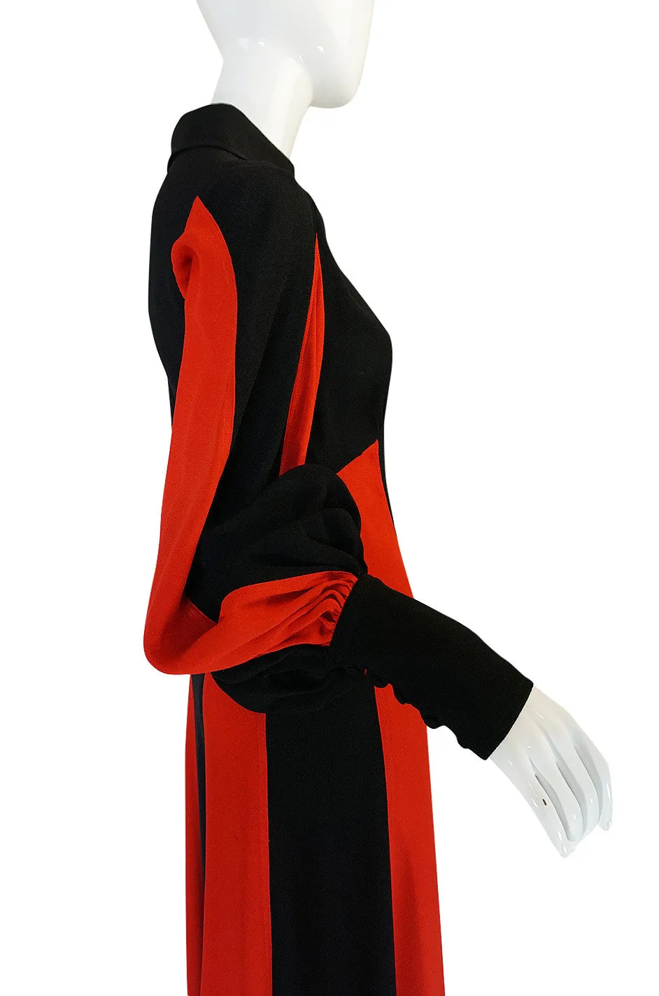 1960s Ossie Clark for Alice Pollock Red & Black Stripe Dress
