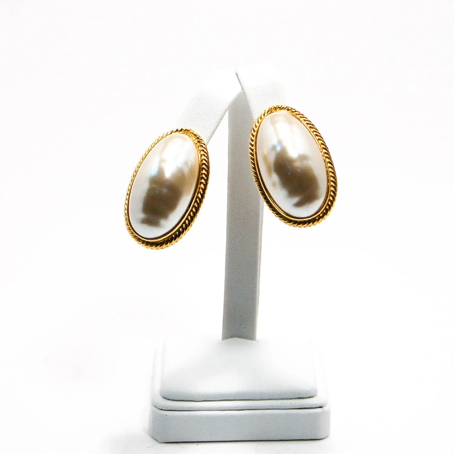 1980's Oval Mabe Pearl Earrings by Givenchy