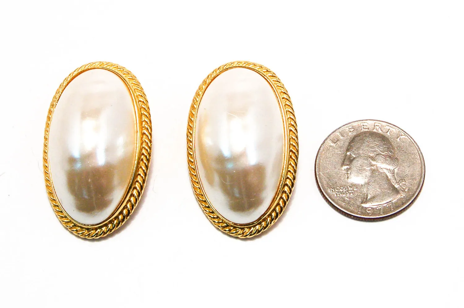 1980's Oval Mabe Pearl Earrings by Givenchy
