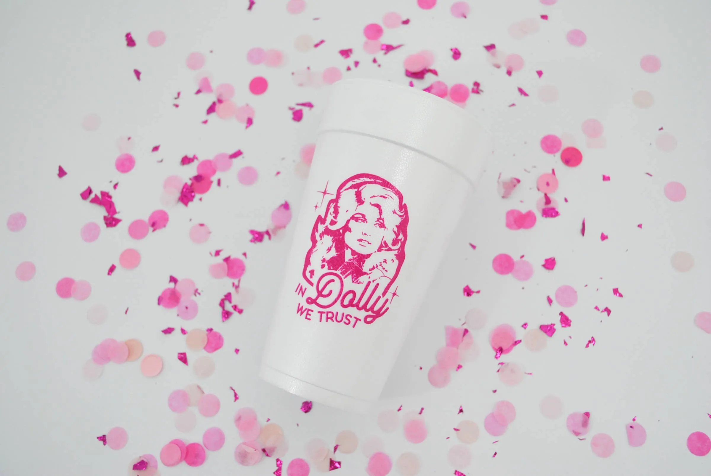 20oz. Styrofoam Cup 10 Pack Sleeve "In Dolly We Trust"