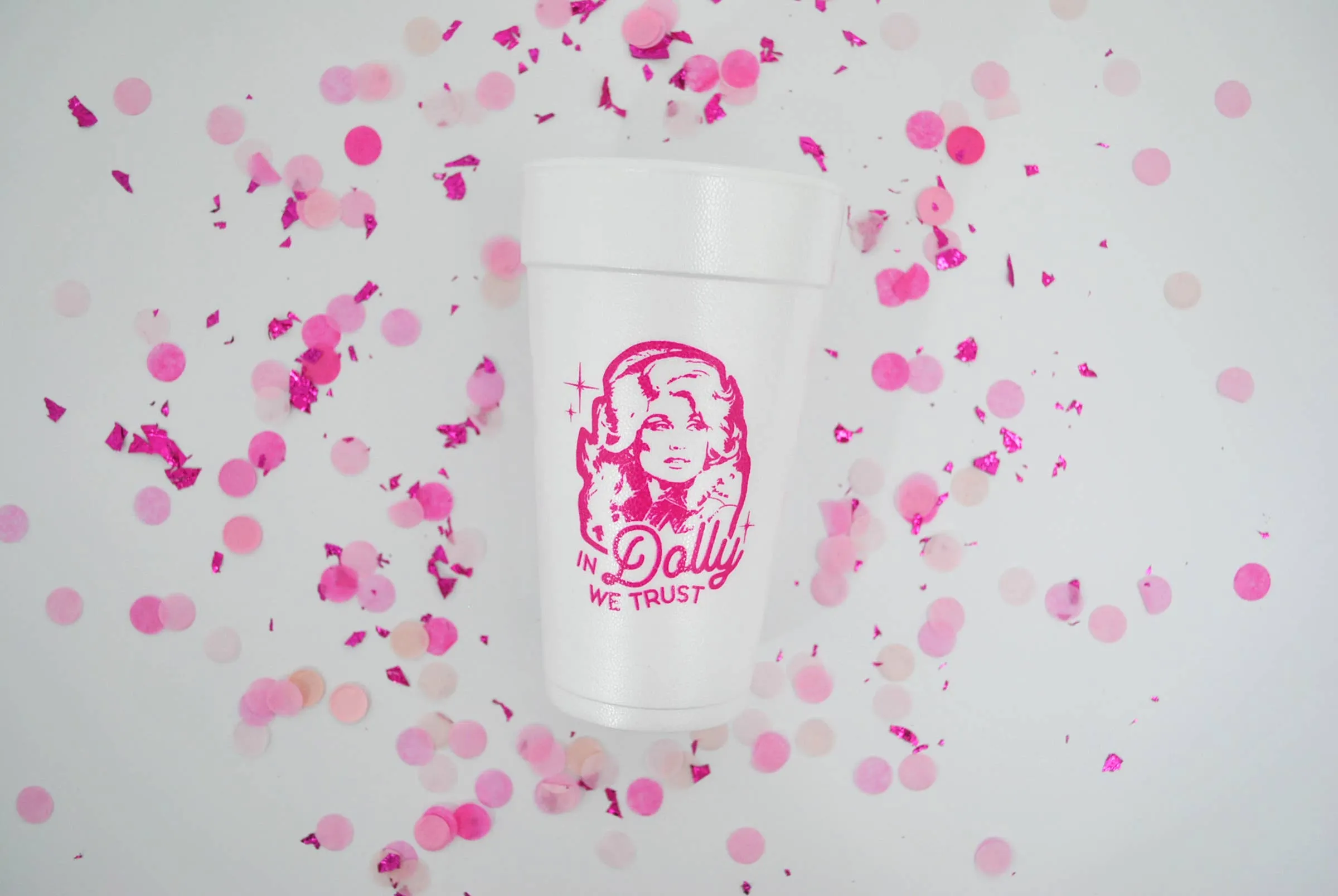 20oz. Styrofoam Cup 10 Pack Sleeve "In Dolly We Trust"