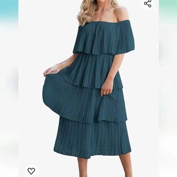 ⭐️40% Off⭐️ Teal Pleates Tiered Dress