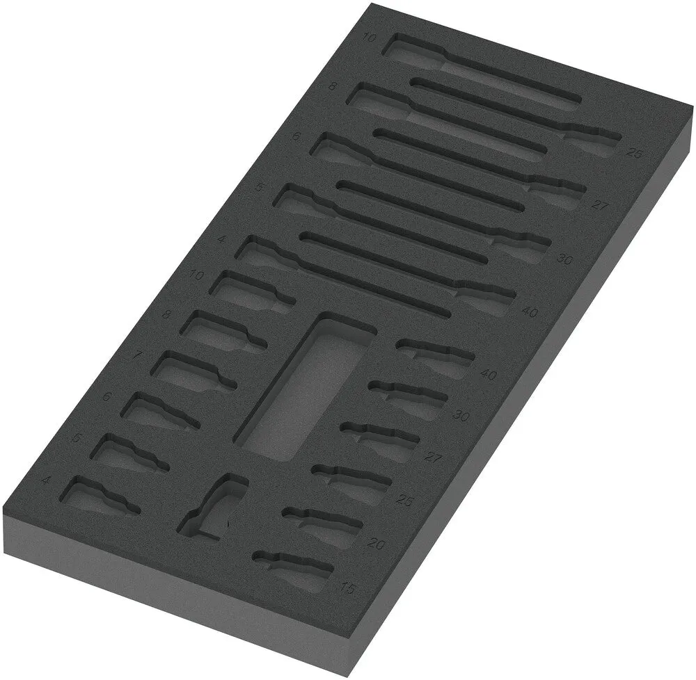 9823 Foam insert Zyklop B 3/8" bit socket set 1, empty, 172 x 30 x 392 mm