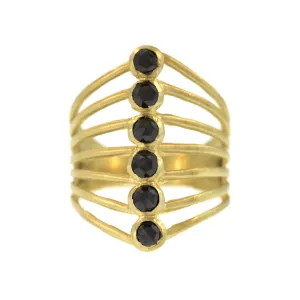 A Six-Stone Black Diamond Vertebrate Ring