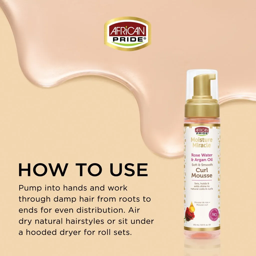 African Pride Moisture Miracle Rose Water & Argan Oil Curl Mousse 8.5oz