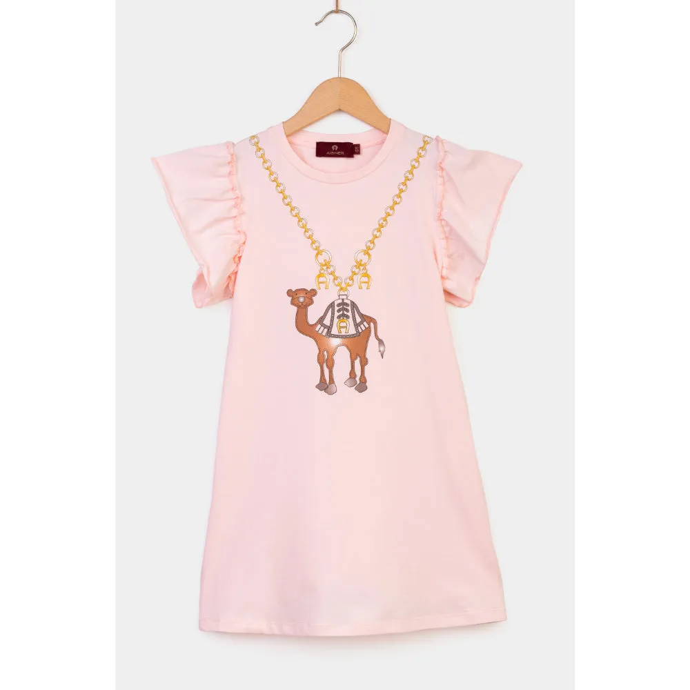 Aigner Kids Girl's Pink Camel Logo Dress
