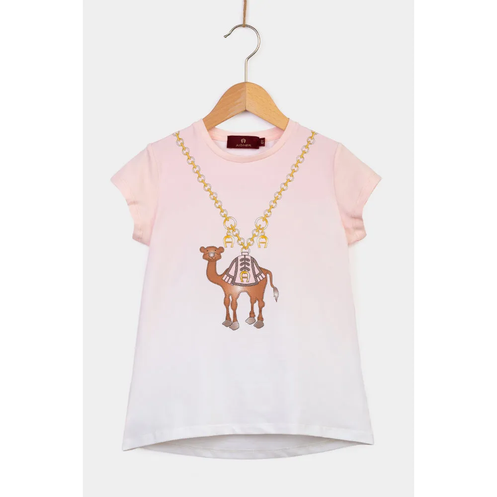 Aigner Kids Girl's Pink Camel Logo T-Shirt