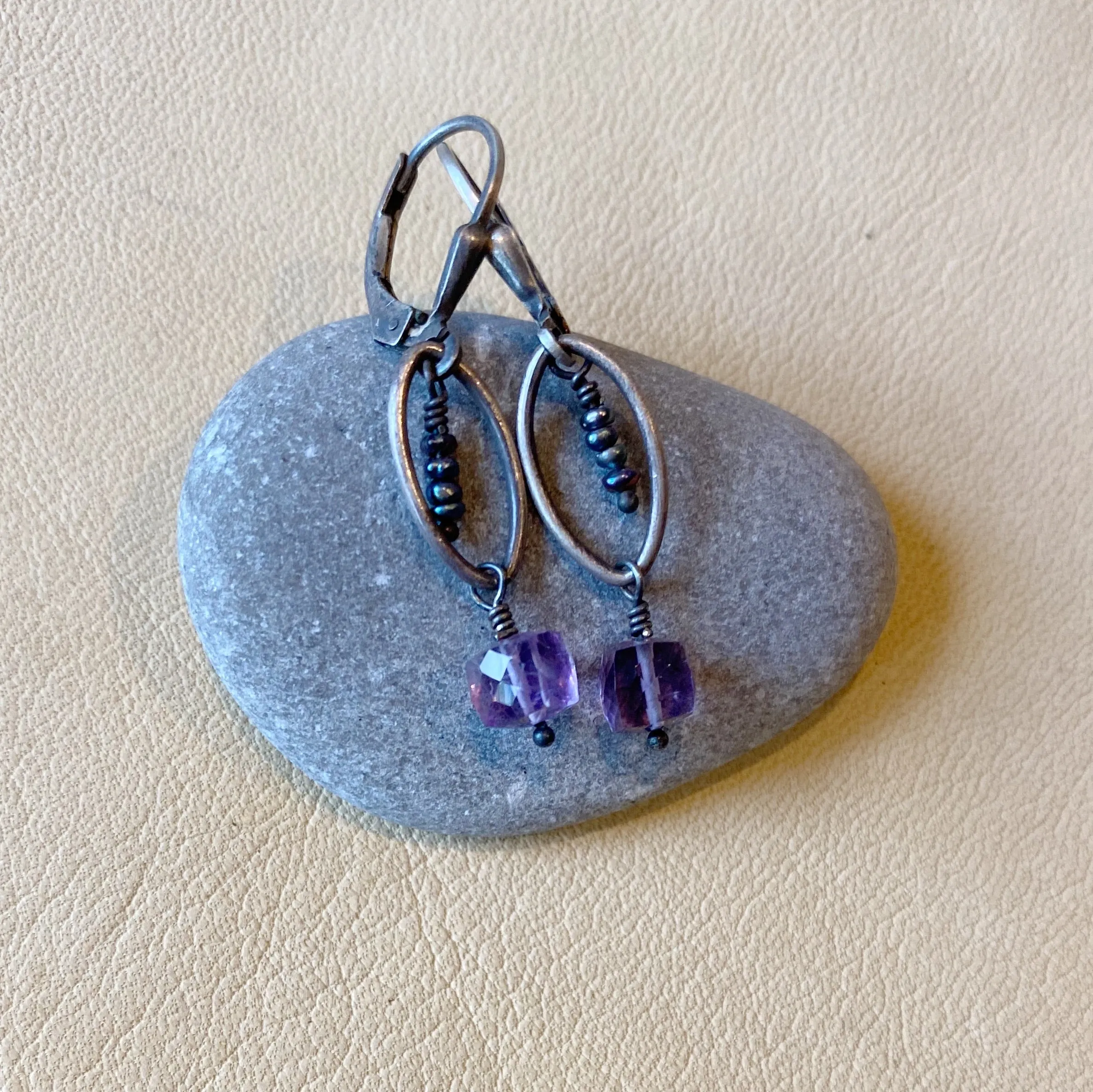 Amethyst Cube Earrings