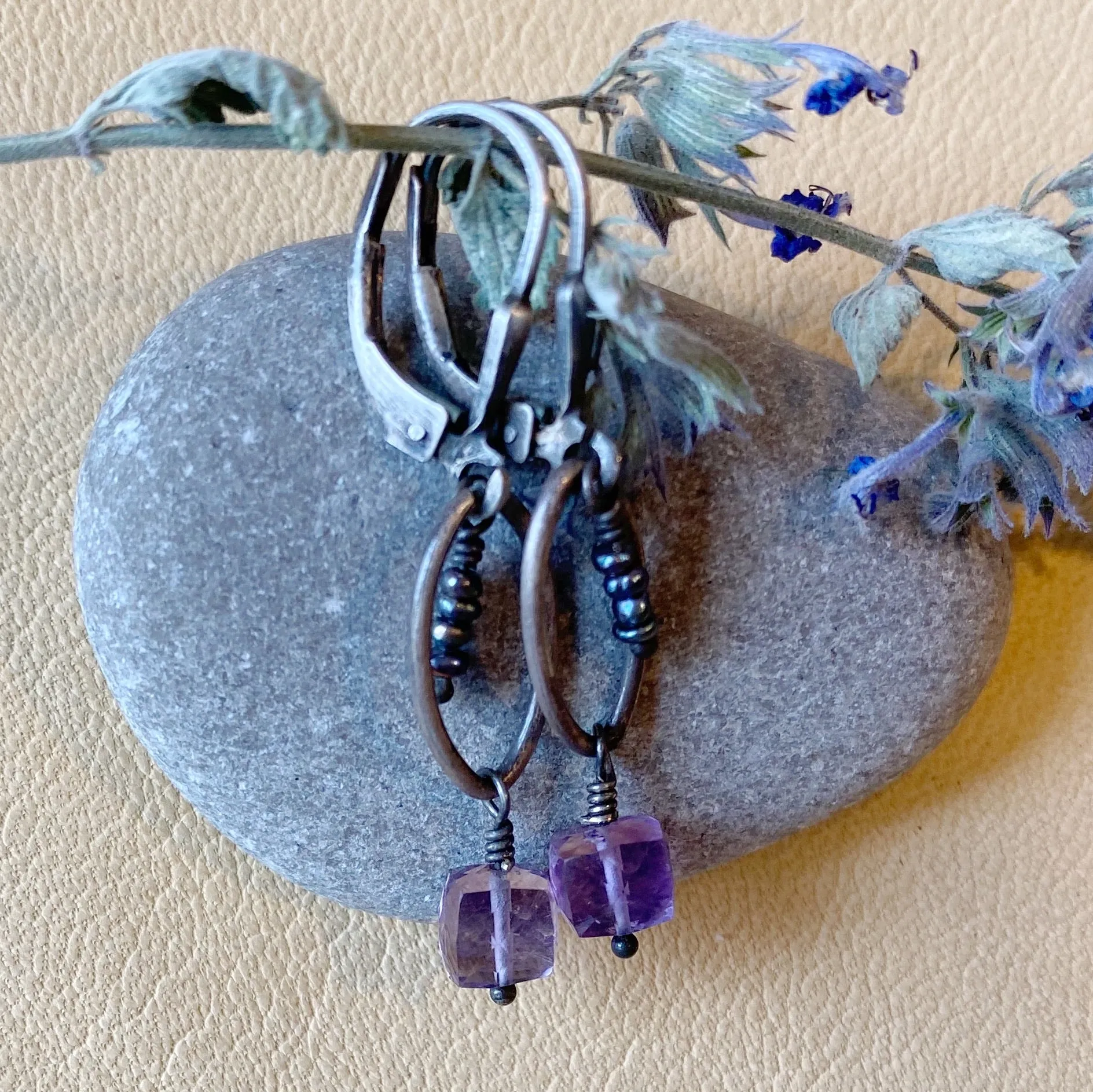 Amethyst Cube Earrings