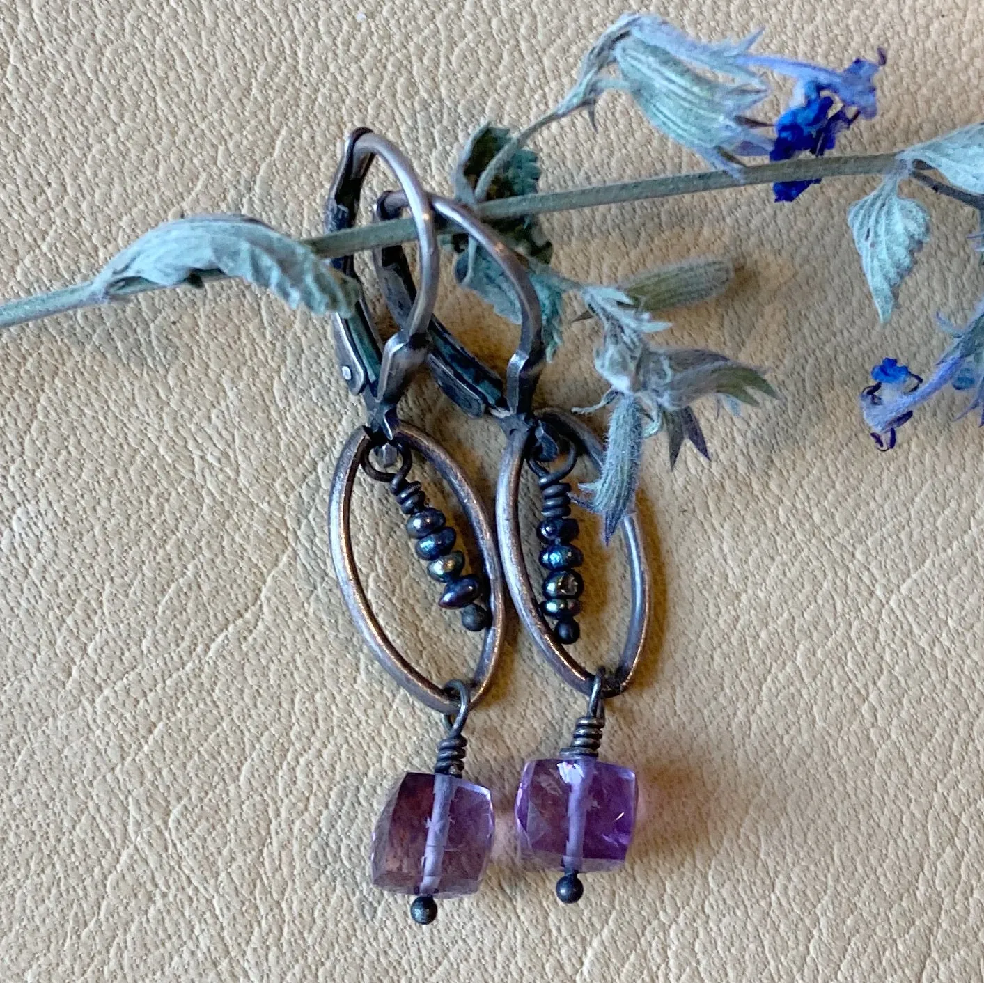 Amethyst Cube Earrings