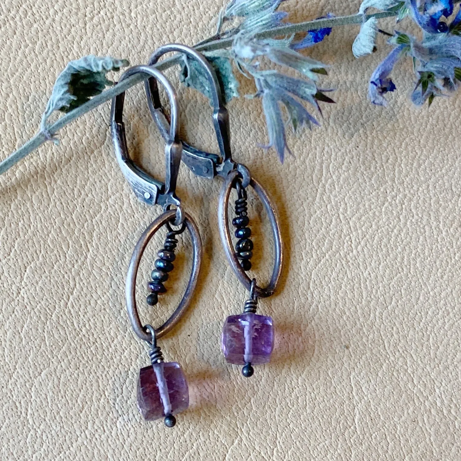 Amethyst Cube Earrings