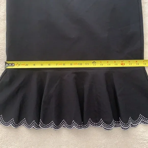 Ann Taylor Black Pencil Skirt With Embroidered Ruffled Hem Size M