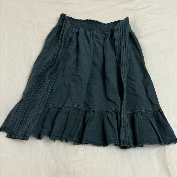 ANTHROPOLOGIE Pilcro Amora Ruffled Mini Skirt In Teal Blue Size XS Beach Coast