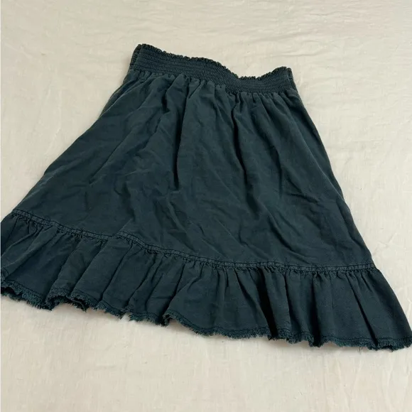 ANTHROPOLOGIE Pilcro Amora Ruffled Mini Skirt In Teal Blue Size XS Beach Coast