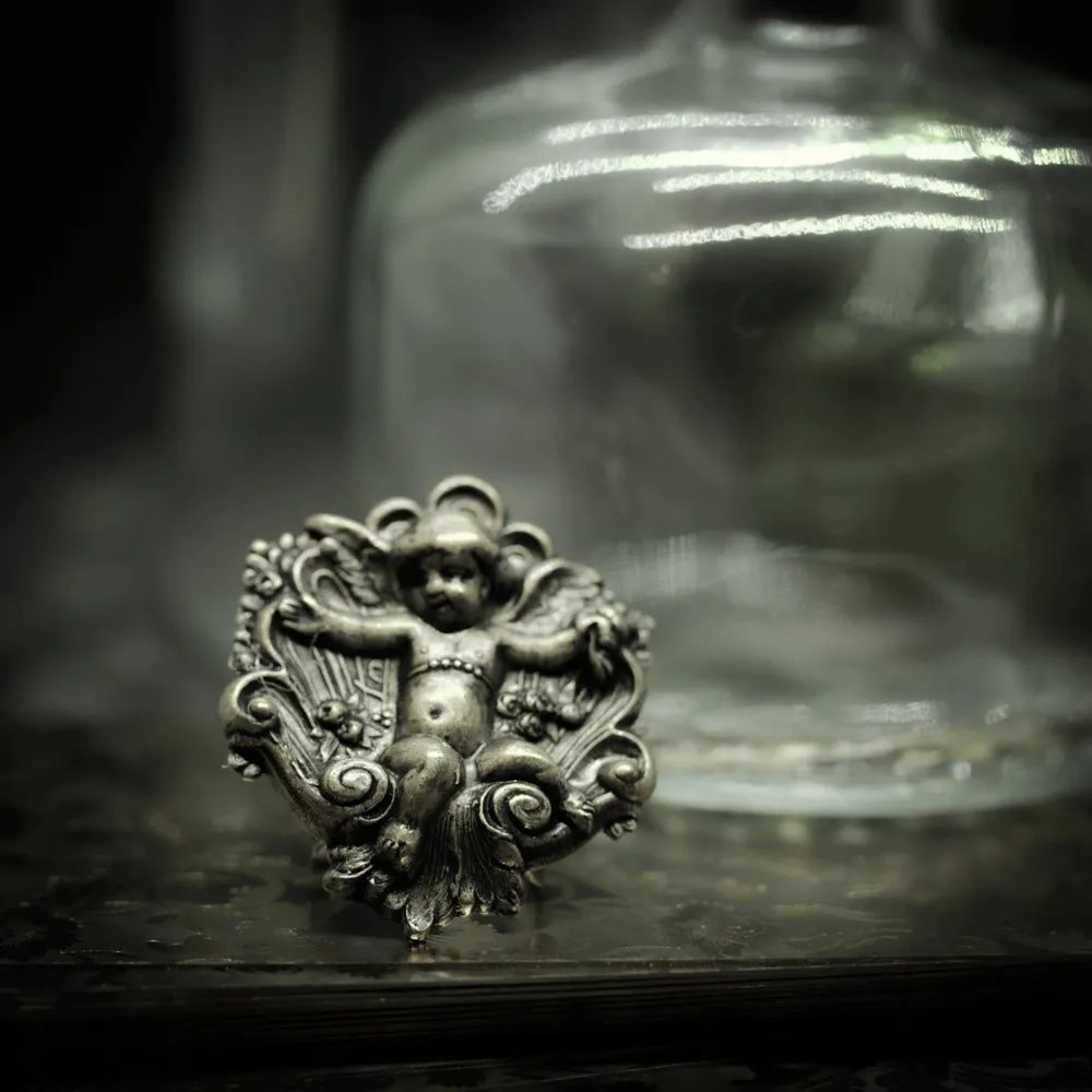 Antiqued Brass Victorian Angel Statement Ring