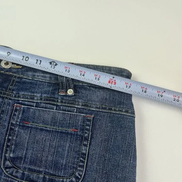 Baccini Y2K Pleated Denim Mini Skirt Skort Sz 12 Blue Preppy Academia Schoolgirl