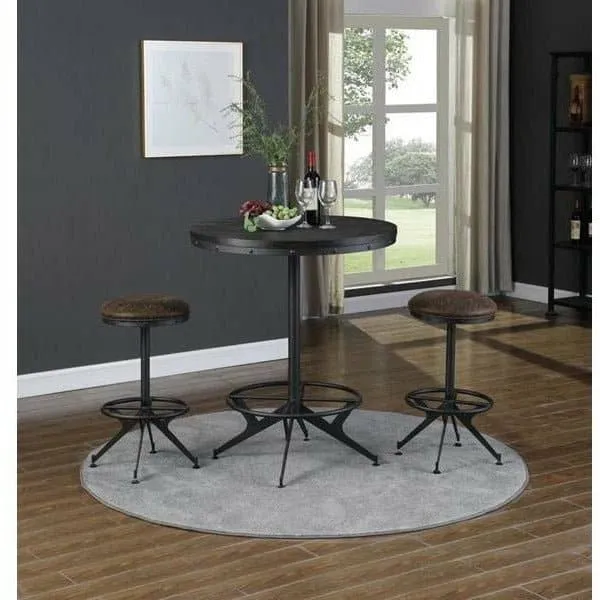 Backless Upholstered Bar Stools Two-Tone Brown (Set Of 2)