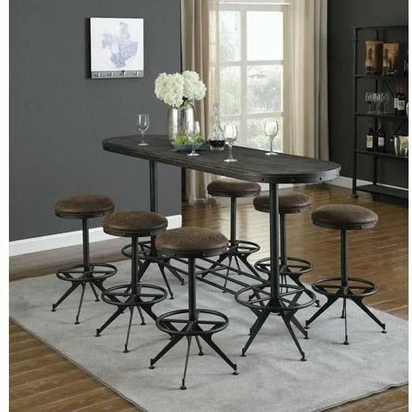 Backless Upholstered Bar Stools Two-Tone Brown (Set Of 2)