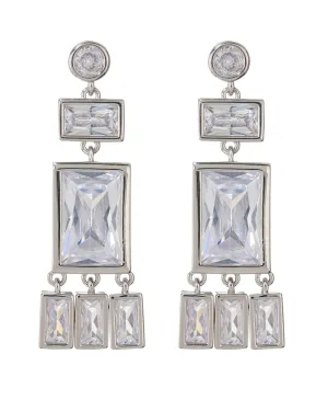 Baguette Shaker Statement Studs- Silver