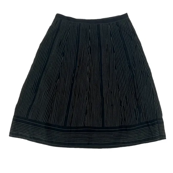 Banana Republic Black Gold Striped  Pleated Full Lined Skirt Size 6 Women’s