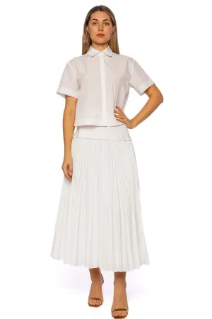 Bernie White Pleated Short Sleeve Shirt