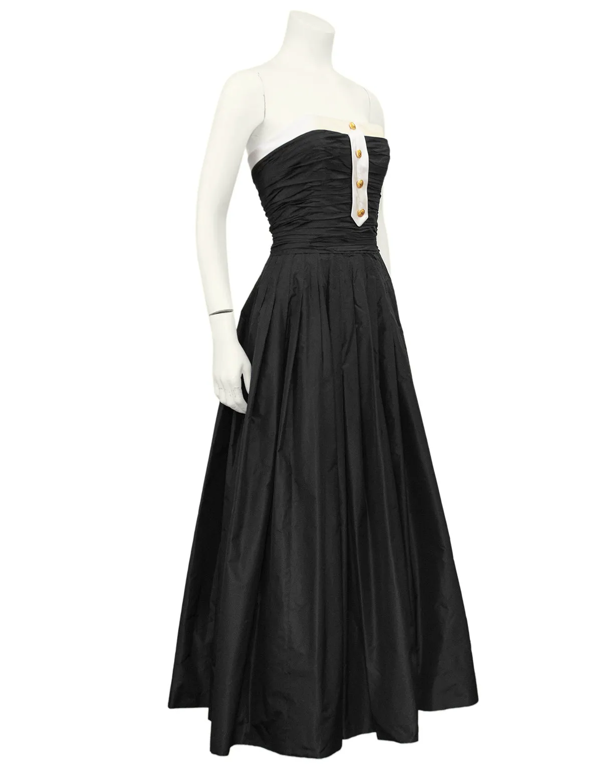 Black Strapless Taffeta Tea Length Dress from Autumn 1986 Runway