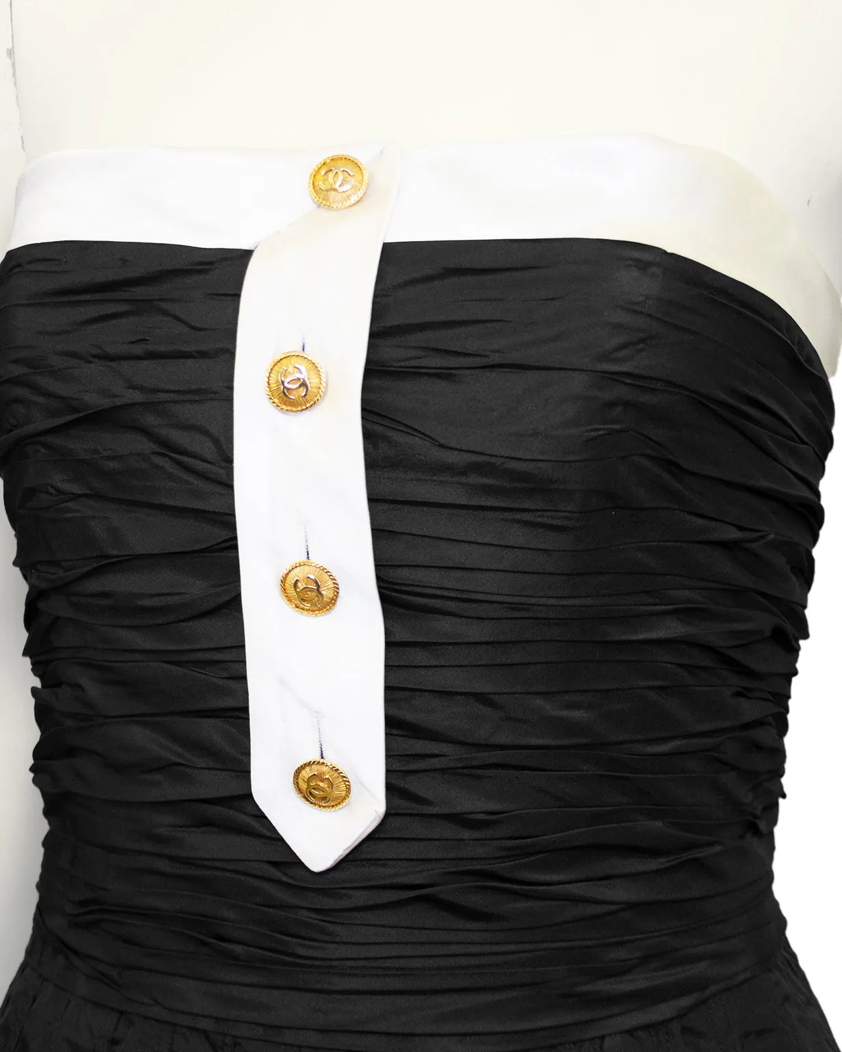 Black Strapless Taffeta Tea Length Dress from Autumn 1986 Runway