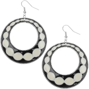Black White Open Circle Disc Earrings