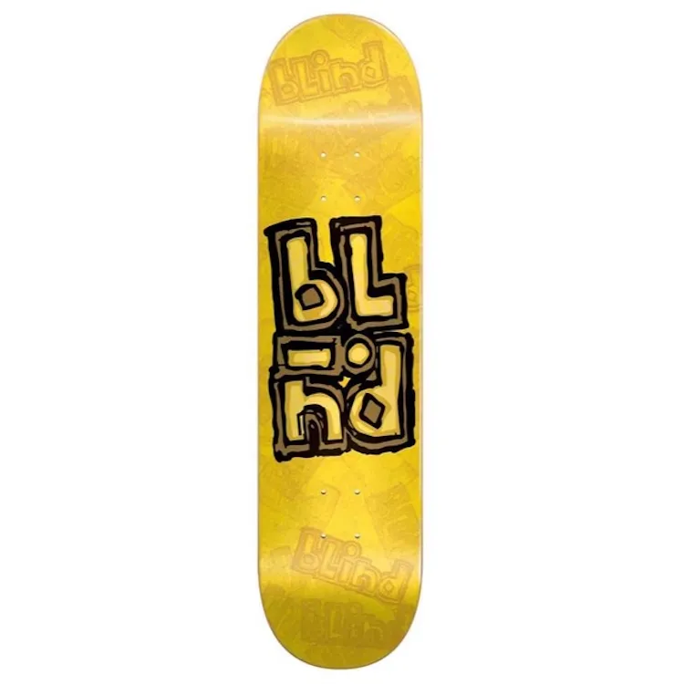 Blind Skateboards Stacked Stamp Yellow Skateboard Deck 7.75"
