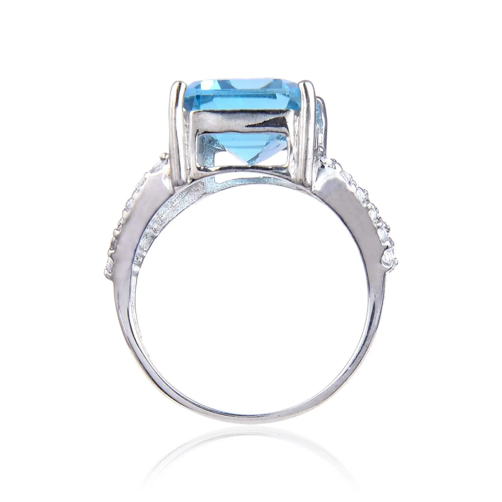 Blue Topaz Emerald Cut Statement Ring
