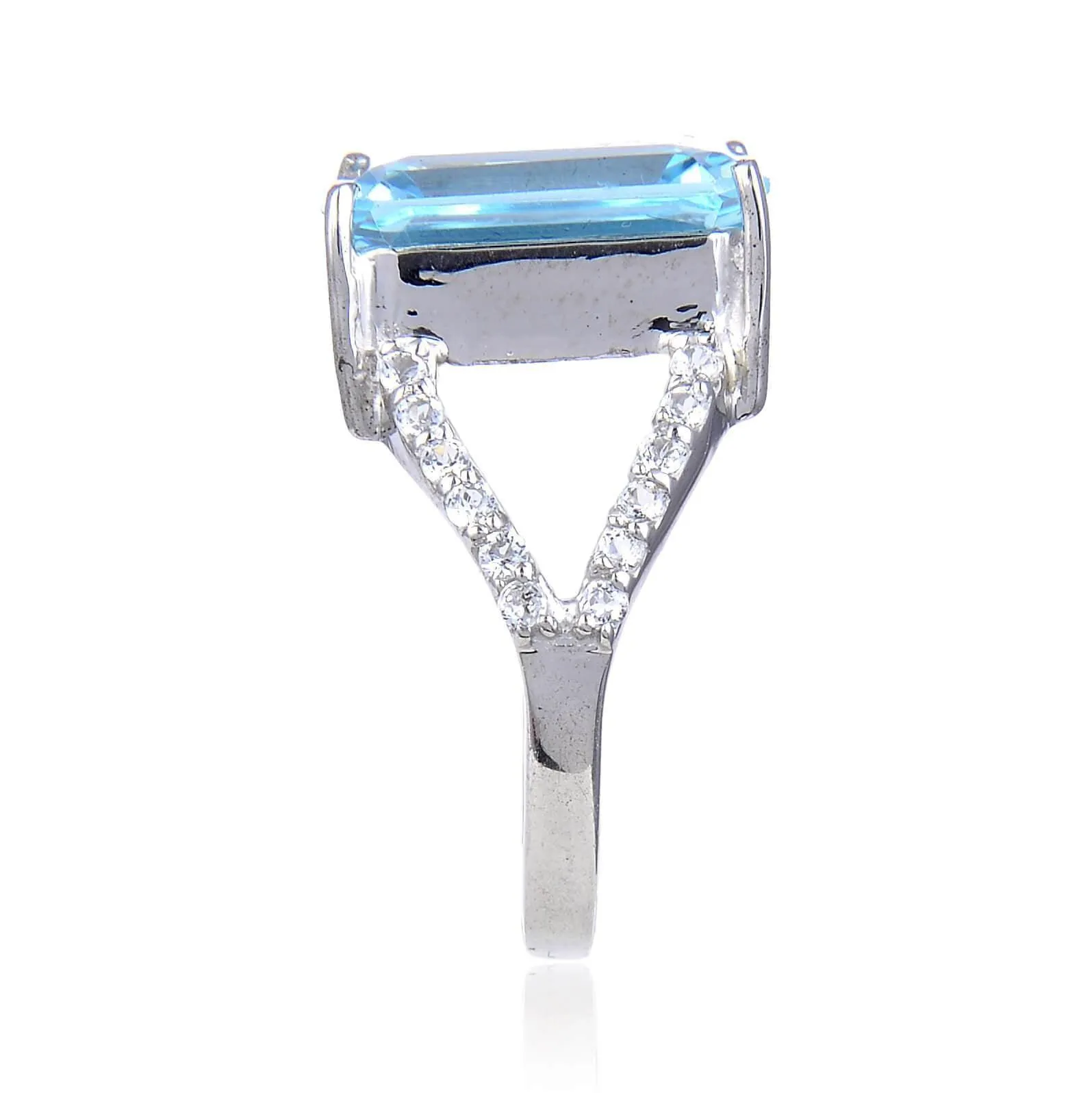 Blue Topaz Emerald Cut Statement Ring