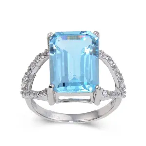 Blue Topaz Emerald Cut Statement Ring